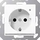 JUNG A 1520-O WW LNW wandcontactdoos randaarde Safety+ met LED-oriëntatieverlichting en lichtsensor A-range alpine wit