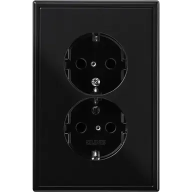 JUNG LS 5015 KI SW wandcontactdoos 2-voudig randaarde Safety+ voor ovale 1,5 inbouwdoos LS990 zwart glans
