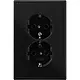 JUNG LS 5015 KI SW wandcontactdoos 2-voudig randaarde Safety+ voor ovale 1,5 inbouwdoos LS990 zwart glans