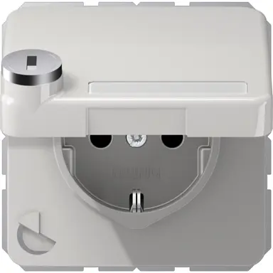 JUNG CD 1520 NNAKLSL LG wandcontactdoos randaarde Safety+ klapdeksel tekstvenster slot CD500 lichtgrijs