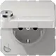 JUNG CD 1520 NNAKLSL LG wandcontactdoos randaarde Safety+ klapdeksel tekstvenster slot CD500 lichtgrijs