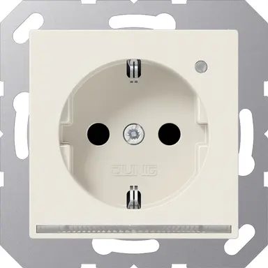 JUNG A 1520-O LNW wandcontactdoos randaarde Safety+ met LED-oriëntatieverlichting en lichtsensor A-range creme