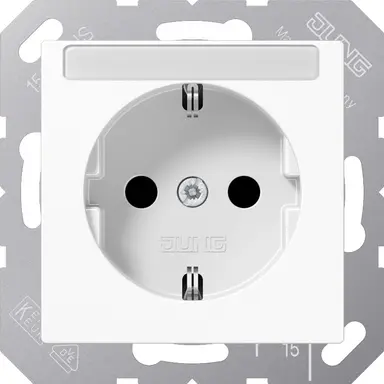 JUNG A 1520 NBFKINA WW wandcontactdoos randaarde Safety+ met tekstvenster A-range alpine wit