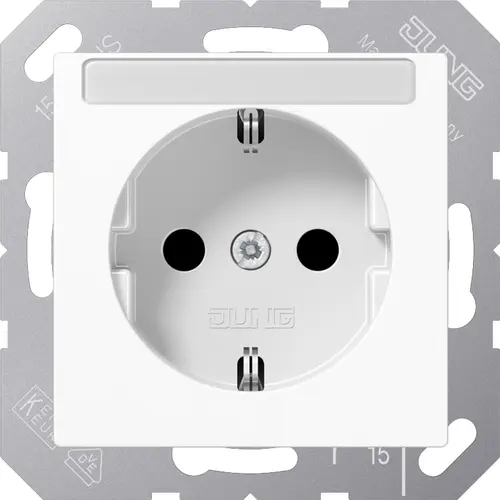 JUNG A 1520 NBFKINA WW wandcontactdoos randaarde Safety+ met tekstvenster A-range alpine wit