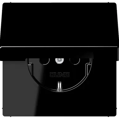 JUNG LS 1520 NKIKL SW wandcontactdoos randaarde Safety+ klapdeksel LS990 zwart glans