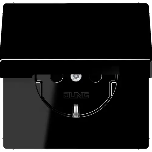 JUNG LS 1520 NKIKL SW wandcontactdoos randaarde Safety+ klapdeksel LS990 zwart glans