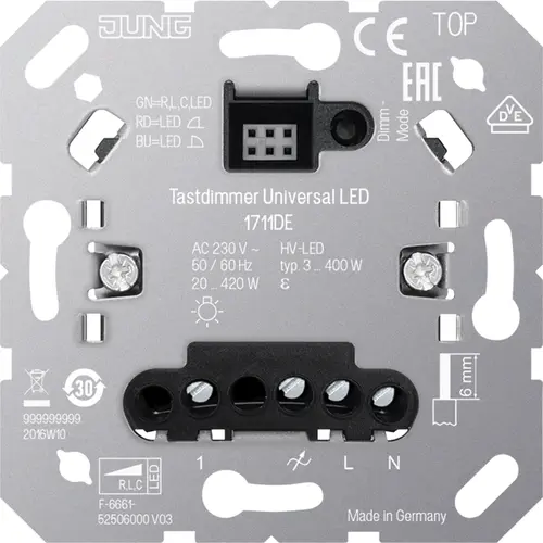 JUNG 1711 DE tastdimmer universeel LED 3-100 Watt