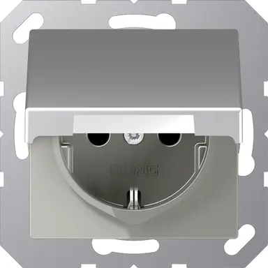 JUNG A 1520 NBFKL AL wandcontactdoos randaarde klapdeksel A-range aluminium