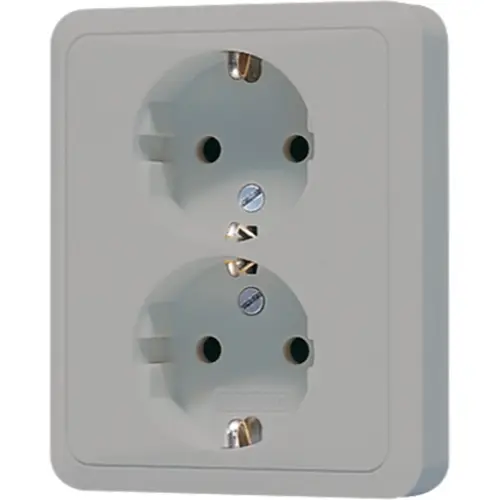 JUNG CD 5020 N GR wandcontactdoos 2-voudig randaarde voor enkele inbouwdoos CD500 grijs