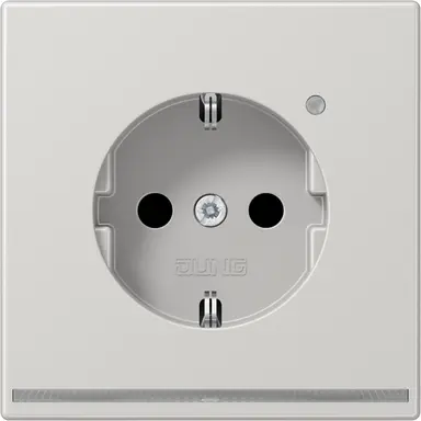 JUNG LS 1520-O LG LNW wandcontactdoos randaarde Safety+ met LED-orientatieverlichting LS990 lichtgrijs