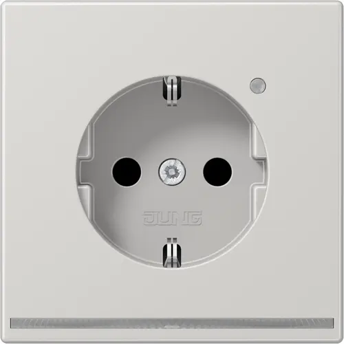 JUNG LS 1520-O LG LNW wandcontactdoos randaarde Safety+ met LED-orientatieverlichting LS990 lichtgrijs