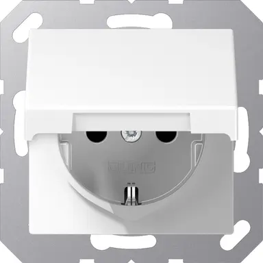 JUNG A 1520 NBFKL WW wandcontactdoos randaarde met klapdeksel A-range alpine wit