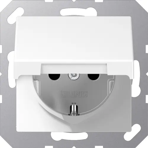 JUNG A 1520 NBFKL WW wandcontactdoos randaarde met klapdeksel A-range alpine wit