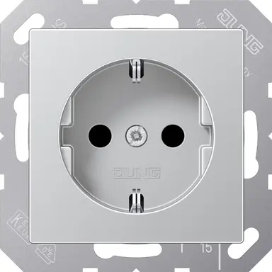 JUNG A 1520 AL wandcontactdoos randaarde met klauwbevestiging A-range aluminium