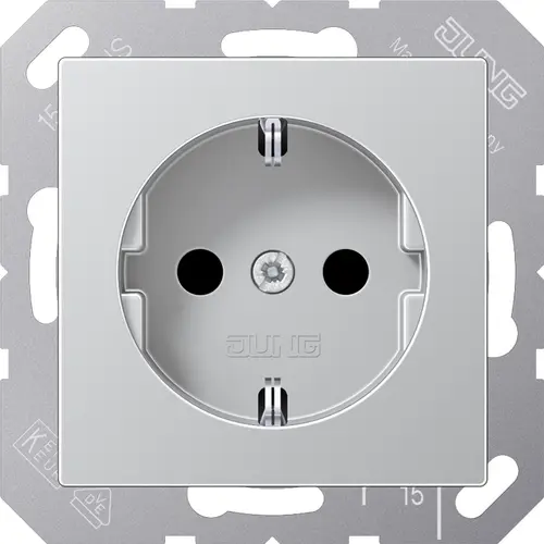 JUNG A 1520 AL wandcontactdoos randaarde met klauwbevestiging A-range aluminium