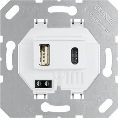JUNG USB 15 CA WW USB-lader 2-voudig type A en type C totaal 3000mA wit