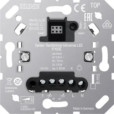 JUNG 1712 DE serietastdimmer LED 2x 3-50W