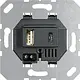 JUNG USB 15 CA SW USB-lader 2-voudig type A en type C totaal 3000mA zwart glans