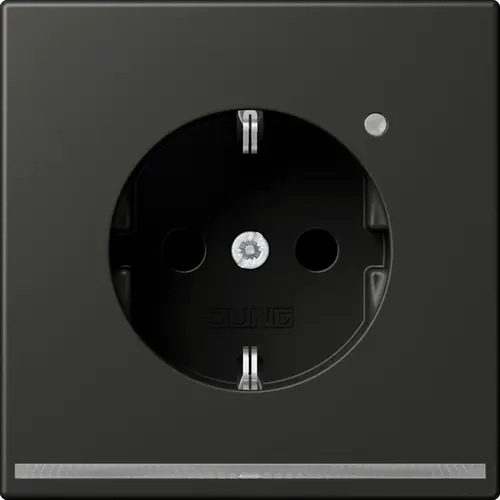 JUNG AL 1520-O AN LNW wandcontactdoos randaarde Safety+ met LED-orientatieverlichting LS990 antraciet gelakt aluminium