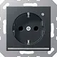 JUNG A 1520-O ANM LNW wandcontactdoos randaarde Safety+ met LED-oriëntatieverlichting en lichtsensor A-range antraciet mat