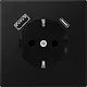 JUNG LS 1520-15 CA SWM wandcontactdoos randaarde Safety+ met USB type A en C LS990 grafietzwart mat