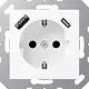 JUNG A 1520-15 CA WWM wandcontactdoos randaarde Safety+ met USB type A en C A-range sneeuwwit mat