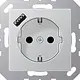 JUNG A 1520-18 A AL wandcontactdoos randaarde Safety+ met USB-A A-range aluminium