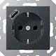 JUNG A 1520-18 A ANM wandcontactdoos randaarde Safety+ met USB-A A-range antraciet mat