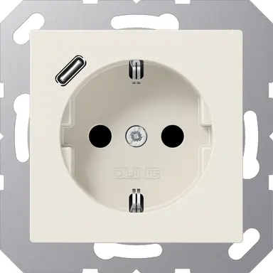JUNG A 1520-18 C wandcontactdoos randaarde Safety+ met USB-C A-range creme
