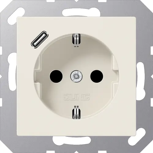 JUNG A 1520-18 C wandcontactdoos randaarde Safety+ met USB-C A-range creme