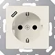 JUNG A 1520-18 C wandcontactdoos randaarde Safety+ met USB-C A-range creme