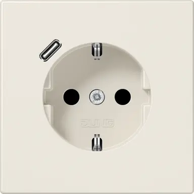 JUNG LS 1520-18 C wandcontactdoos randaarde Safety+ met USB-C LS990 creme