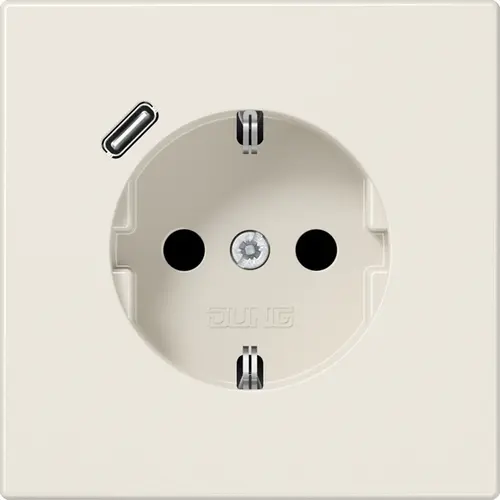 JUNG LS 1520-18 C wandcontactdoos randaarde Safety+ met USB-C LS990 creme