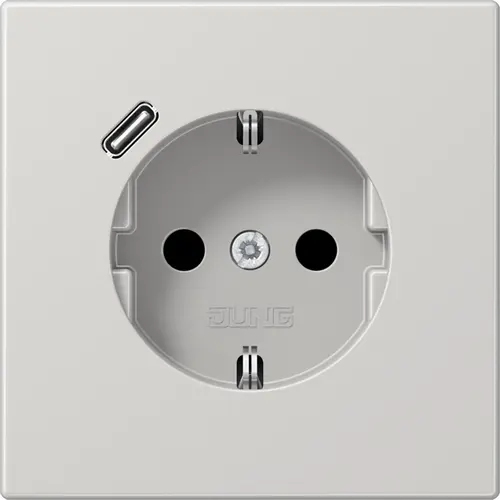JUNG LS 1520-18 C LG wandcontactdoos randaarde Safety+ met USB-C LS990 lichtgrijs