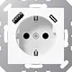 JUNG A 1520-15 CA WW wandcontactdoos randaarde Safety+ met USB type A en C A-range alpine wit