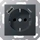 JUNG A 1520-15 CA ANM wandcontactdoos randaarde Safety+ met USB type A en C A-range antraciet mat