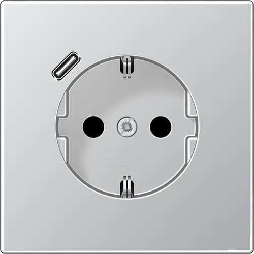 JUNG AL 1520-18 C-L wandcontactdoos randaarde Safety+ met USB-C LS990 aluminium