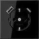 JUNG LS 1520-15 CA SW wandcontactdoos randaarde Safety+ met USB type A en C LS990 zwart glans