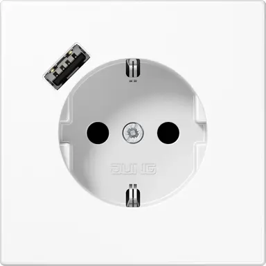 JUNG LS 1520-18 A WW wandcontactdoos randaarde Safety+ met USB-A LS990 alpine wit