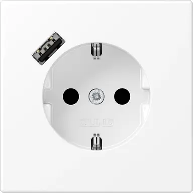 JUNG LS 1520-18 A WWM wandcontactdoos randaarde Safety+ met USB-A LS990 sneeuwwit mat