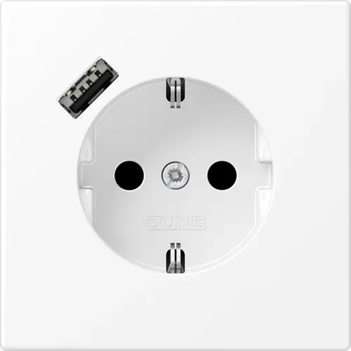JUNG LS 1520-18 A WWM wandcontactdoos randaarde Safety+ met USB-A LS990 sneeuwwit mat