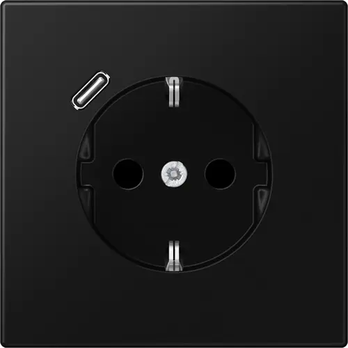 JUNG LS 1520-18 C SWM wandcontactdoos randaarde Safety+ met USB-C LS990 grafietzwart mat
