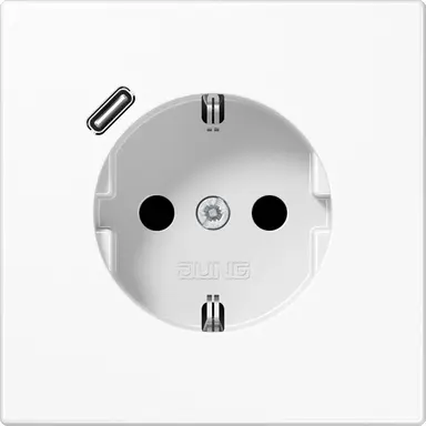 JUNG LS 1520-18 C WW wandcontactdoos randaarde Safety+ met USB-C LS990 alpine wit