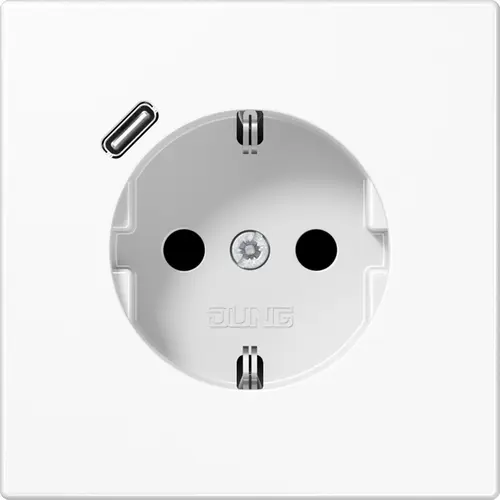 JUNG LS 1520-18 C WW wandcontactdoos randaarde Safety+ met USB-C LS990 alpine wit