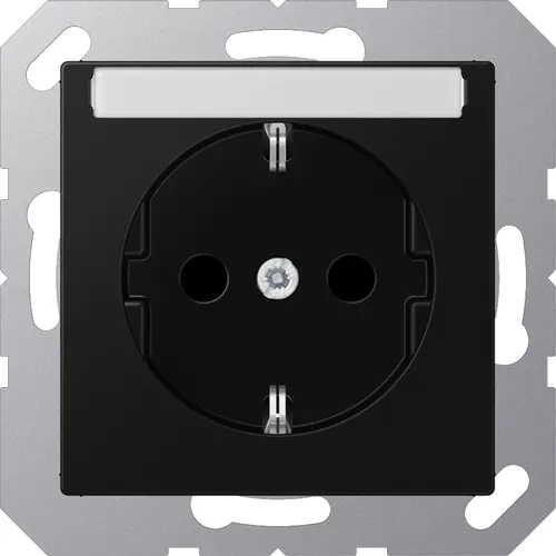 JUNG A 1520 BFKINA SWM wandcontactdoos randaarde Safety+ met tekstvenster A-range grafietzwart mat