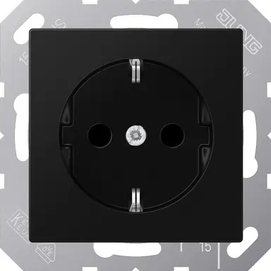 JUNG A 1520 NBFKI SWM wandcontactdoos randaarde Safety+ A-range grafietzwart mat