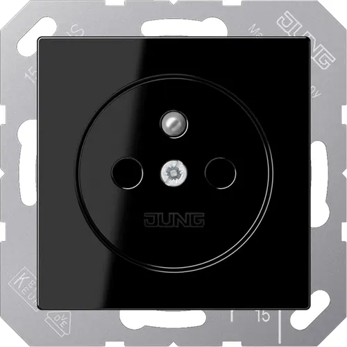 JUNG A 1520 FBFKI SW wandcontactdoos penaarde Safety+ A-range zwart glans