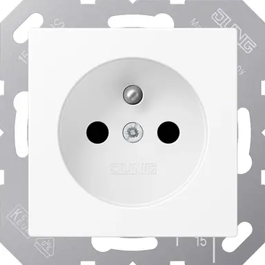 JUNG A 1520 FBFKI WWM wandcontactdoos penaarde Safety+ A-range sneeuwwit mat