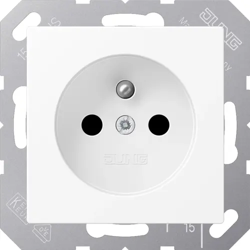 JUNG A 1520 FBFKI WWM wandcontactdoos penaarde Safety+ A-range sneeuwwit mat