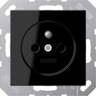 JUNG A 1520 FKI SW wandcontactdoos penaarde Safety+ A-range zwart glans